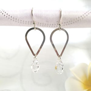 Sterling silver earrings, Swarovski earrings, clear crystal earrings, bridal jewelry