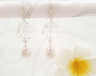 Swarovski Crystal Pearl Drop Earrings, Sterling Silver, Bridal