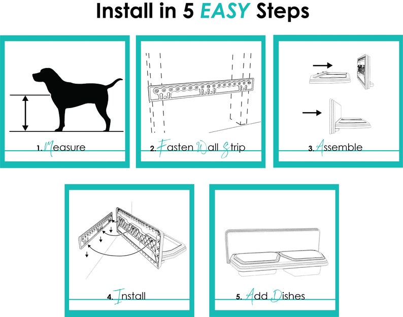 Elevated Bowls Gray and White 4 /& 2 Cup Wall Mounted Pet Dish Set Cat or Small Dogs Kitchen Dog Elevated feeder Small