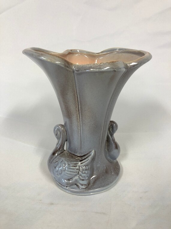 Vintage Gonder Pottery Swan Vase H 47 Etsy