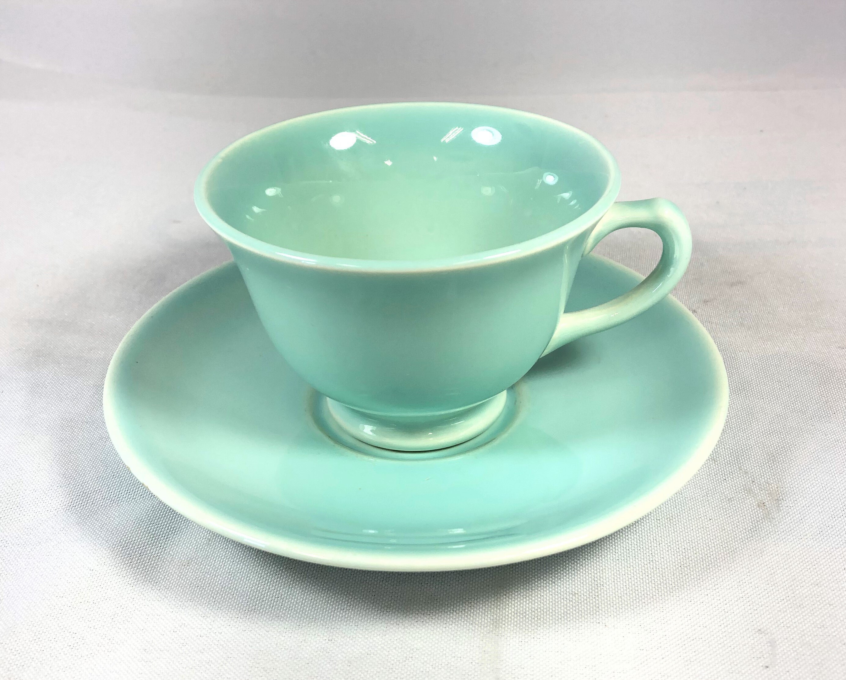 Vintage TS&T LuRay surf green cup & saucer set-excond 