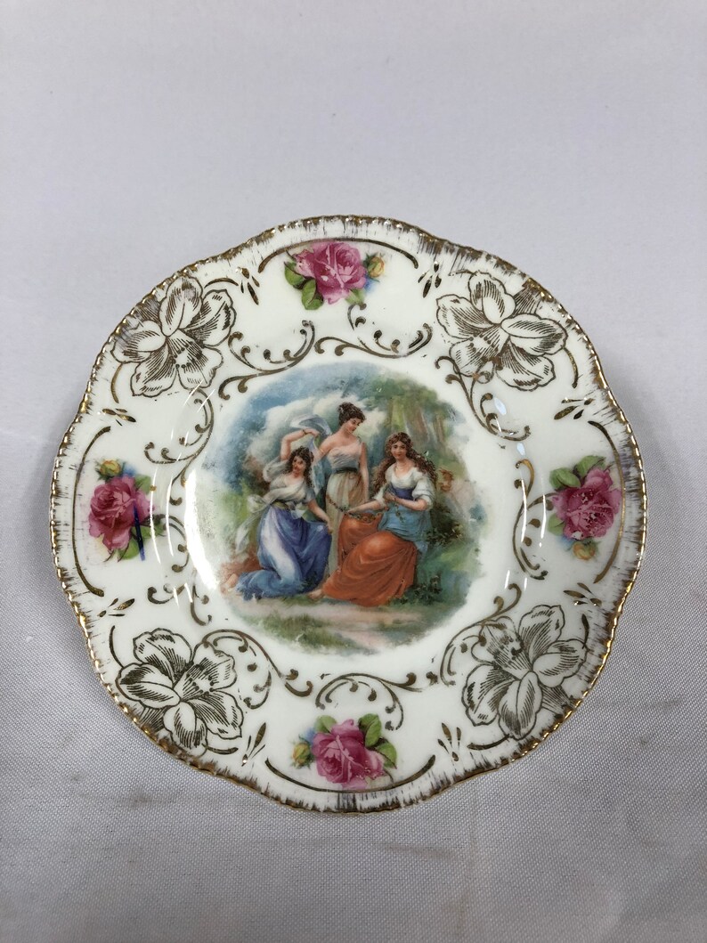 Vintage German Plate with Three Ladies Etsy