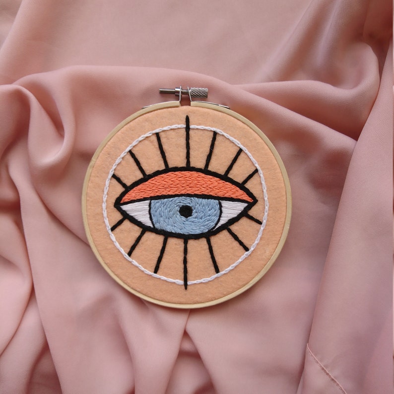 Evil Eye Embroidered Hoop / Cult Hoop / Wall decor / Third