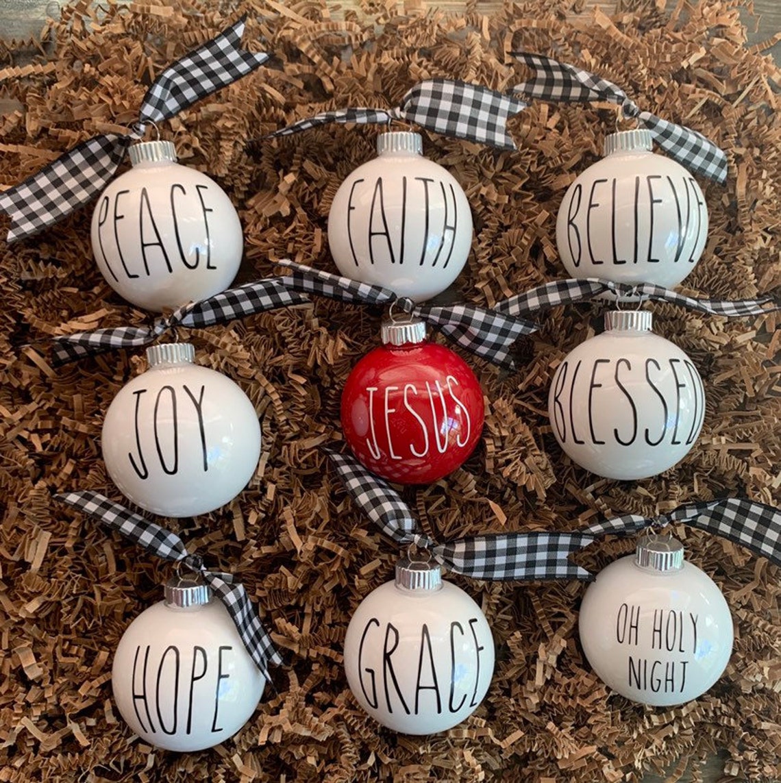 Rae Dunn inspired ornaments Etsy