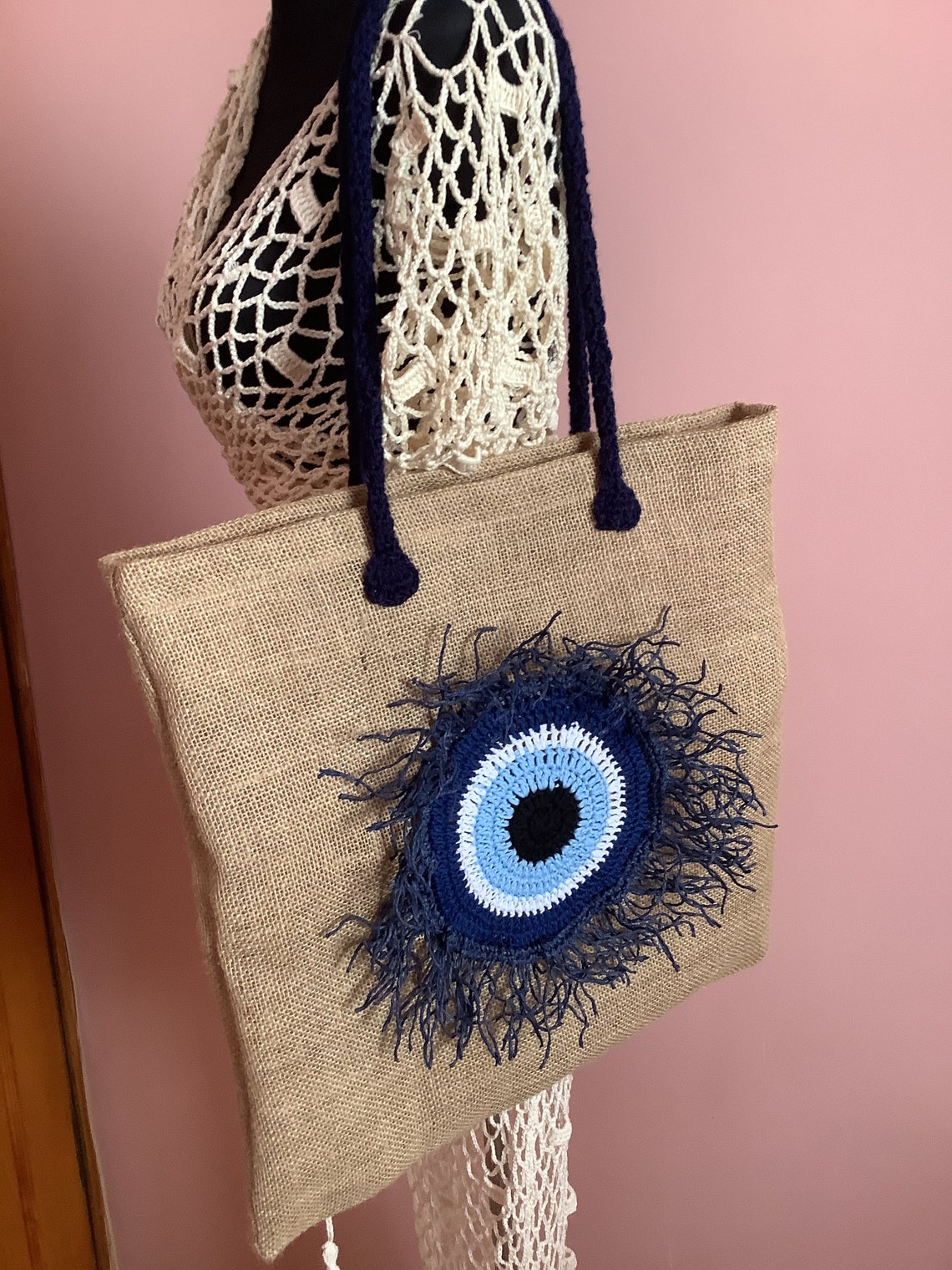 Evil Eyes Bagcrossbody Bag Boho Straw Bags Crochet Beach - Etsy