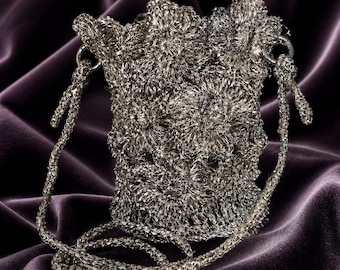 gold crochet bag,evening bag,party
