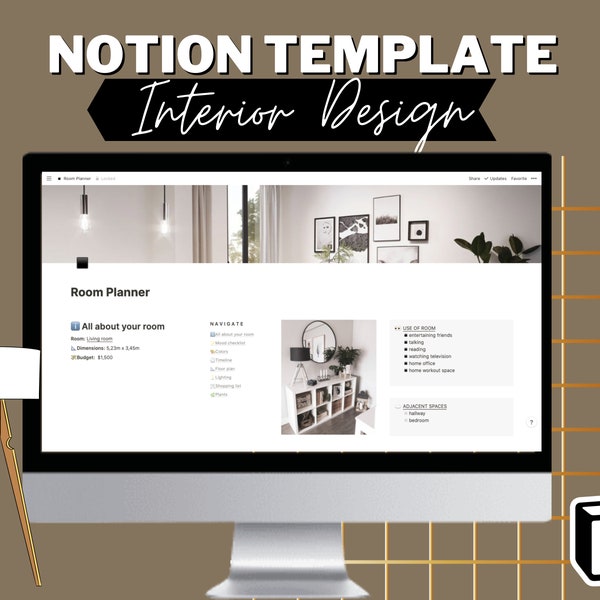 NOTION Interior Design Planner Template | Notion Planner Templates | Notion Template | Digital Planner