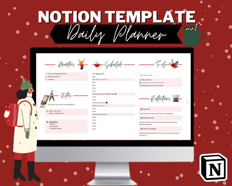 NOTION Daily Planner Template WINTER Edition Notion Etsy New Zealand