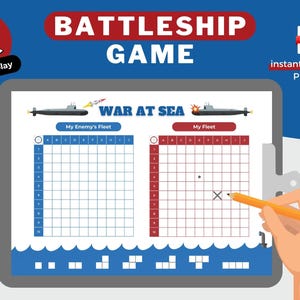 Battleship Game, Battleship Board Game, Battleship Paper Game, Road Trip Game, Kid Activity, Fun Games, Instant Download