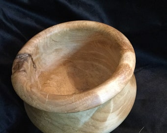 Vintage Marbled Olive Hand turned burl wood Olla
