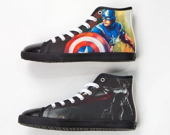 Captain America Shoes Bucky Barns High Top Sneaker Super - Etsy Australia