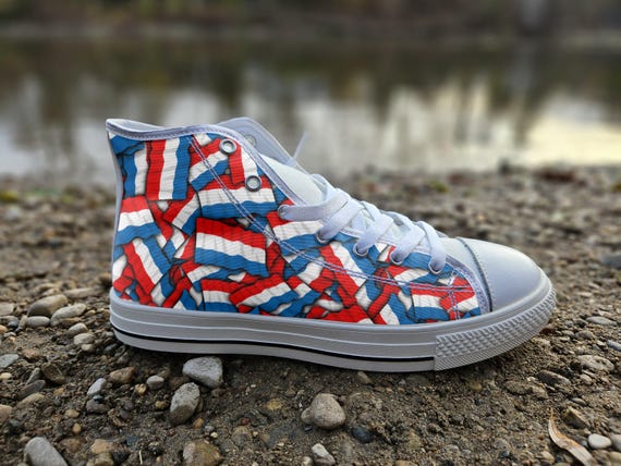 Netherlands Flag Converse Style Canvas Sneakers Netherlands Converse Style High Tops Comfort Walking Shoes Netherlands Pattern Shoes mens