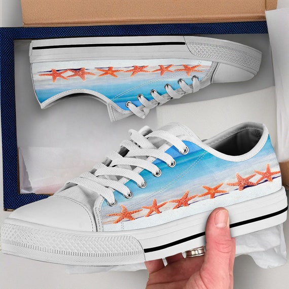 Zapatos con estampado de estrellas de mar Zapatillas bajas personalizadas Estilo Converse tema del oceano Converse Estilo Van para mama papa ninos Etsy Espana