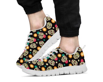 Skull Shoes, Skull Sneaker, Sugar Skull Lover Tennis Shoe, Custom
