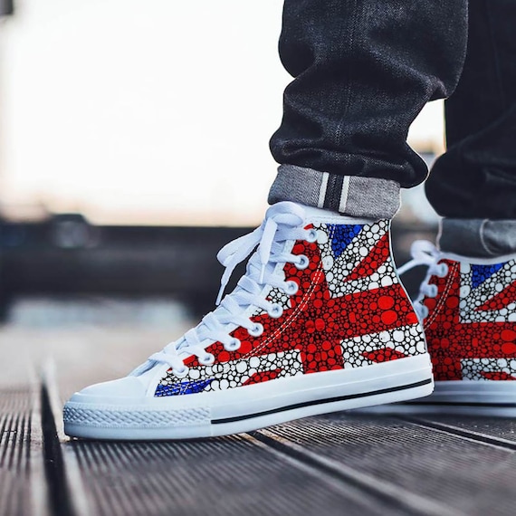 British Union Jack High Top Sneaker UK Fan - Etsy