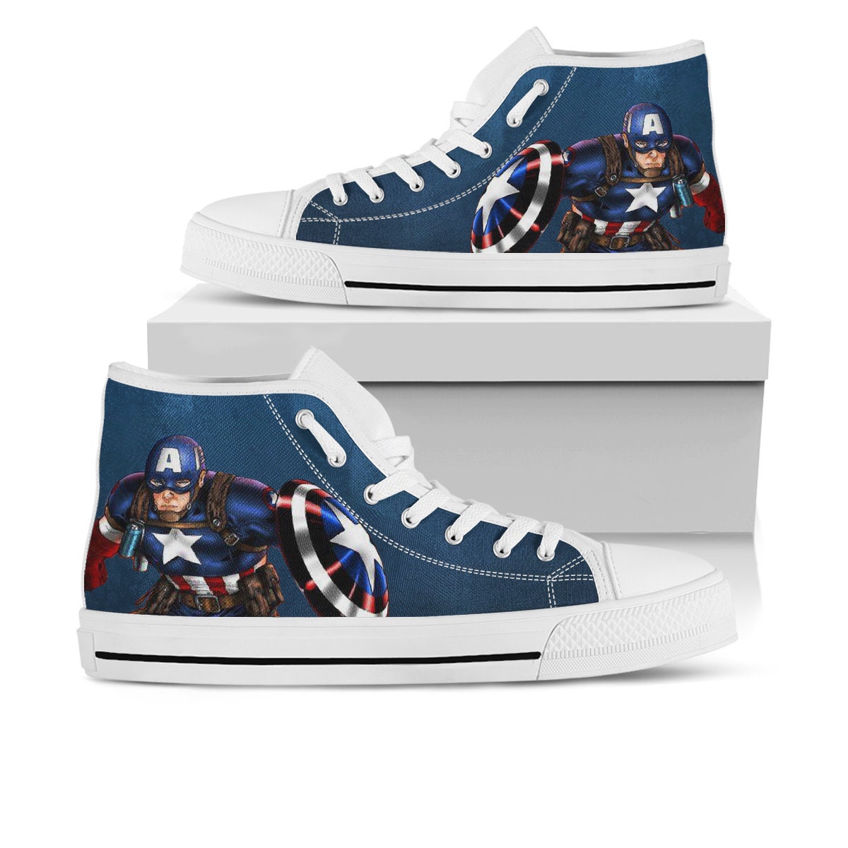 Captain America Shoes America High Top Sneaker Comic Etsy Sweden