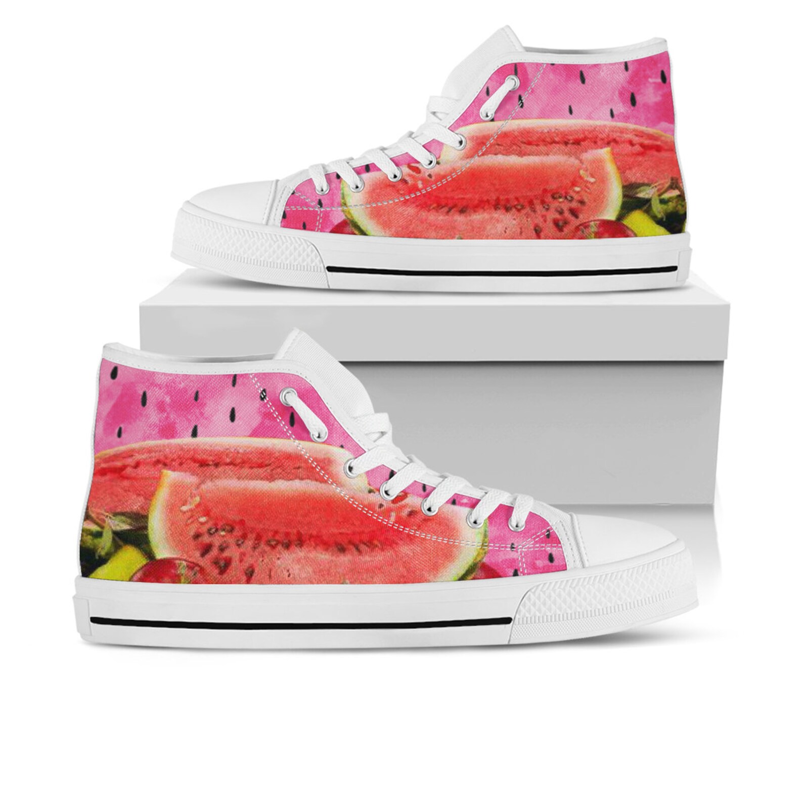 Watermelon Shoes Watermelon High Top Sneaker Fruit Fan Etsy