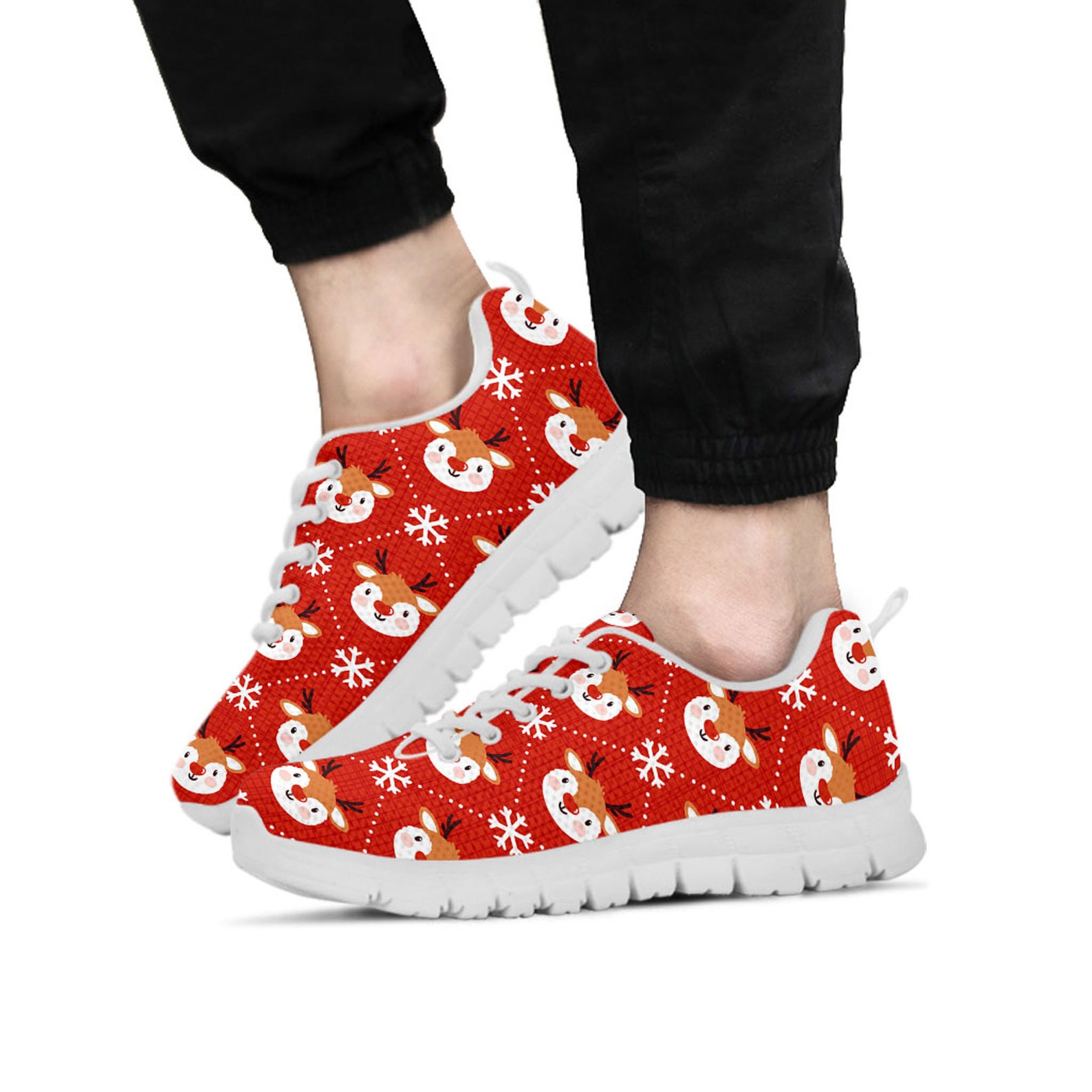 Reindeer Shoes Reindeer Sneaker Christmas Lover Tennis Shoe Etsy