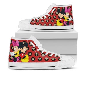 Mickey and Minnie Shoes, Mickey and Minnie High Top Sneaker, Cartoon Fan Converse style hightop, custom shoe, mom dad child shoe