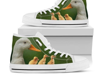 Duck Shoes Duck High Top Sneaker Animal Fan Converse Style Hightop Custom Shoe Mom Dad Child Shoe Etsy