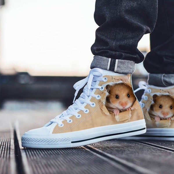 Hamster Shoes, Hamster High Top Sneaker, Animal Fan Converse style hightop, custom shoe, mom dad child shoe