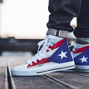 Puerto Rico schoenen, Puerto Rico hoge sneaker, Puerto Rico fan Converse stijl hightop, aangepaste schoen, moeder vader kind schoen
