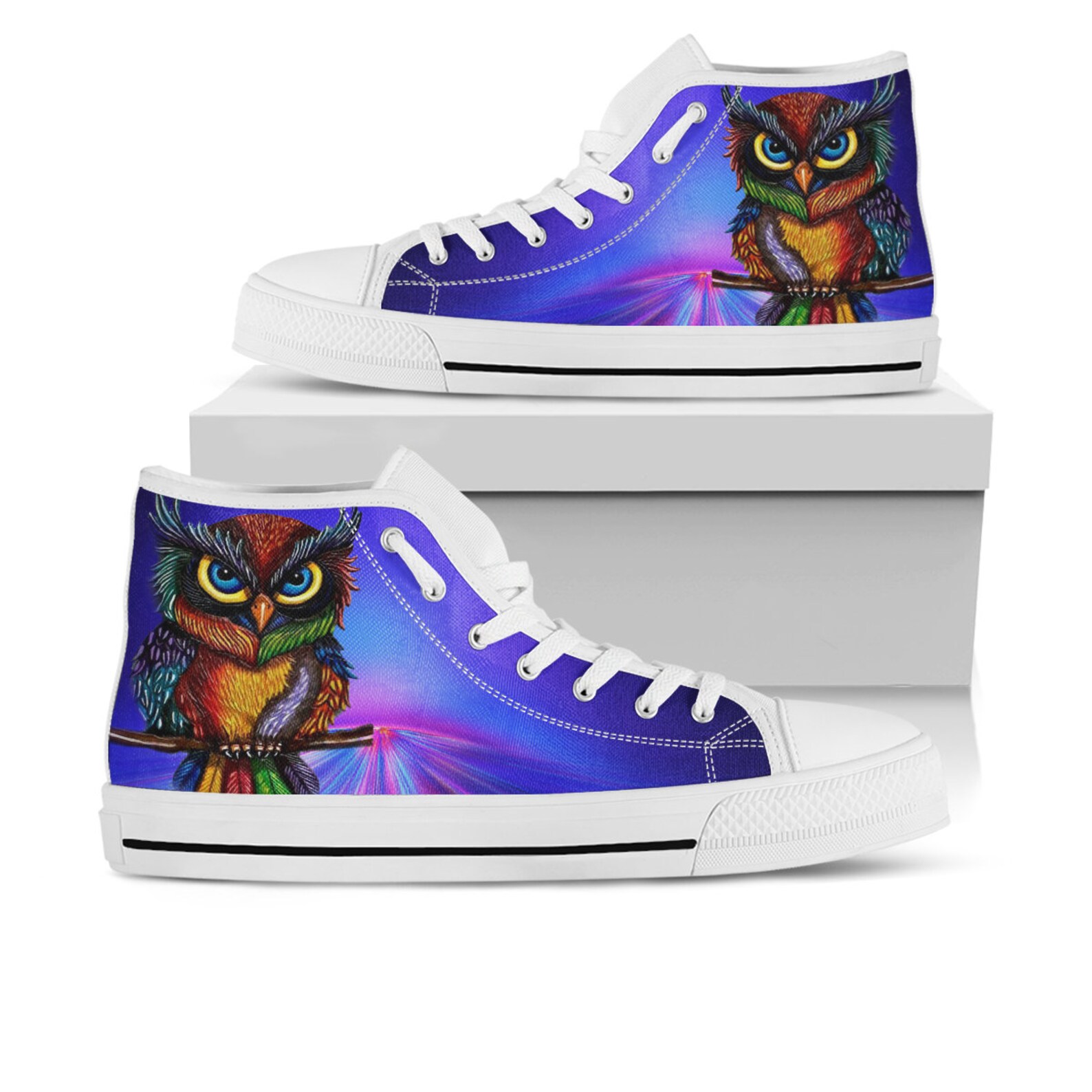 Owl Shoes Owl High Top Sneaker Animal Fan Converse Style Etsy