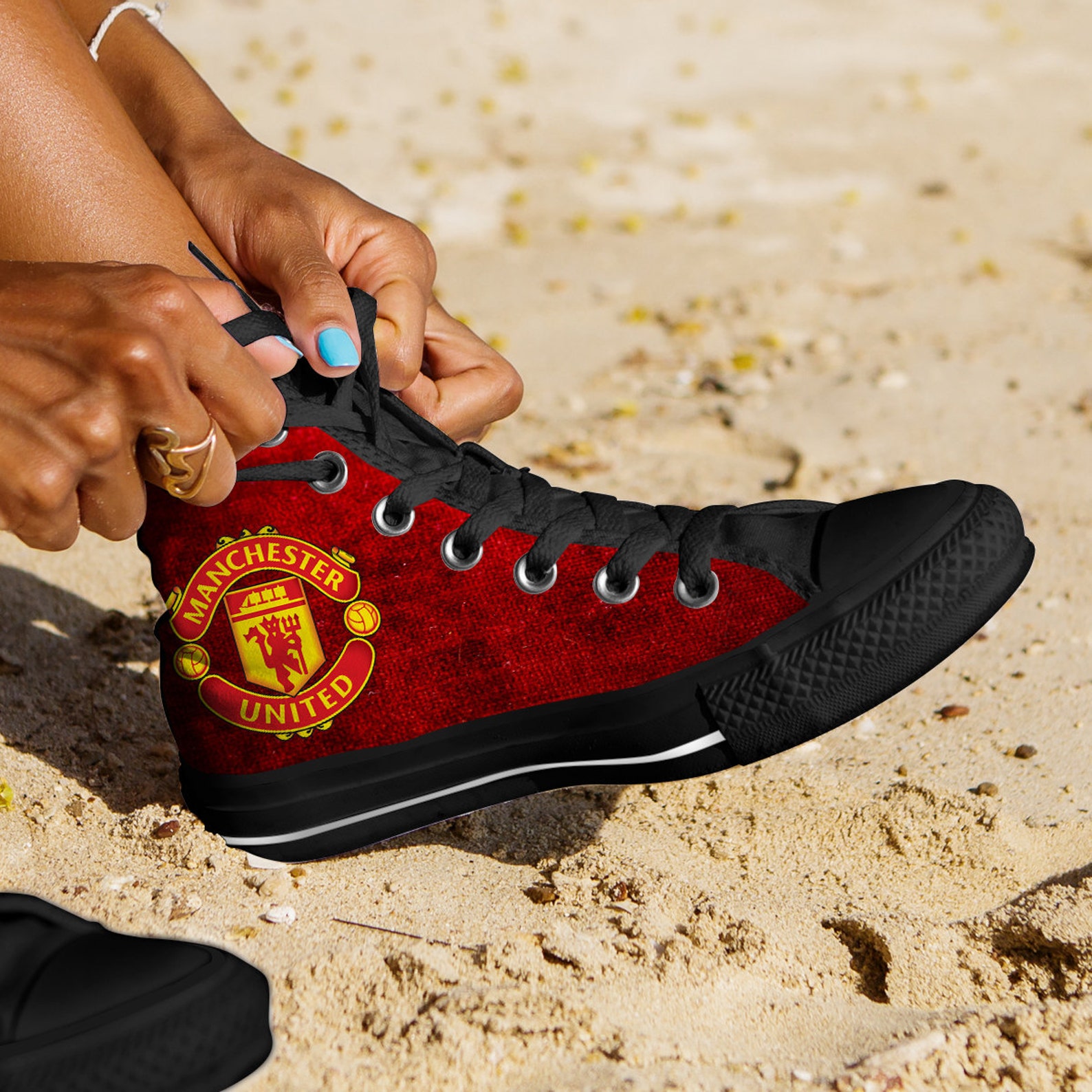 Manchester United Shoes Manchester United High Top Sneaker Etsy