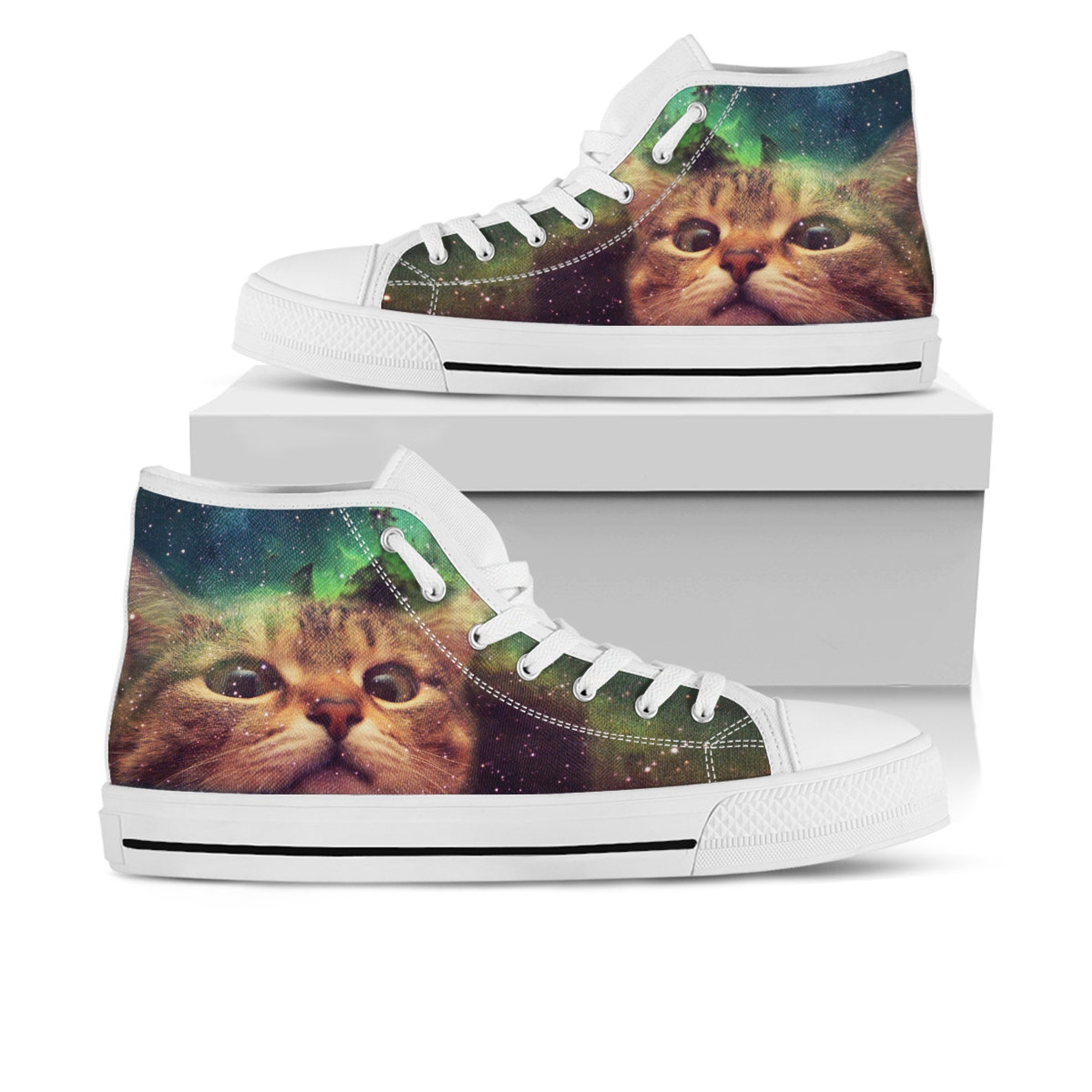 Cat Shoes Kitten High Top Sneaker Kitty Fan Converse Style Etsy