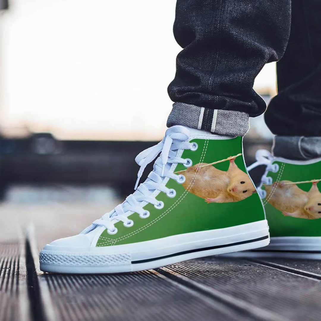 Cute Hamster Pattern Print Black Sneaker Shoes For Men Women