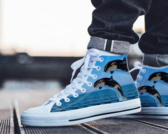 Orca Killer Whale Print Pattern Black Sneaker Shoes For Men Women main image 1