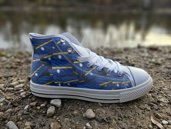 Zapatillas de lona estilo Converse con la bandera de Nauru zapatillas altas estilo Converse de Nauru zapatos comodos para caminar zapatos con estampado de Nauru para hombres mujeres y ninos Etsy
