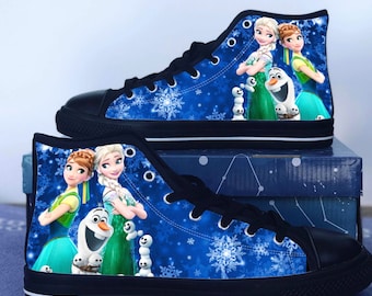 Frozen Shoes Frozen High Top Sneaker Anna Elsa Olaf Fan Converse Style Hightop Custom Shoe Mom Dad Child Shoe Etsy
