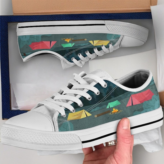 Camping print tennis shoes discount