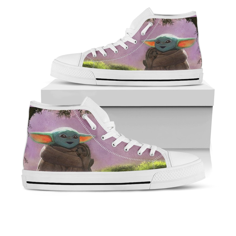 Baby Yoda Shoes Baby Yoda High Top Sneaker Star Wars Fan Etsy