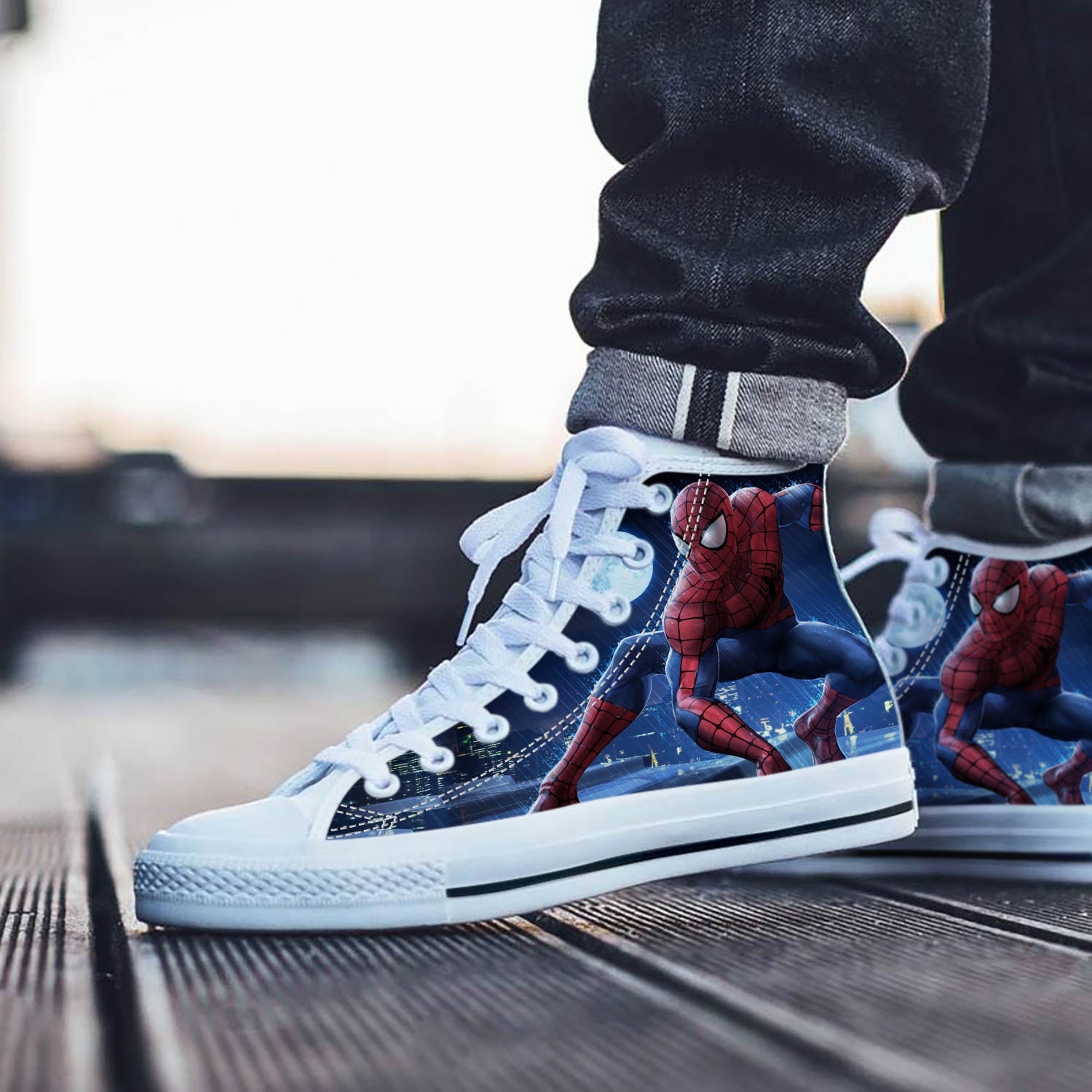 nederlaag Boren trechter Spiderman Shoes Spiderman High Top Sneaker Comic Fan - Etsy