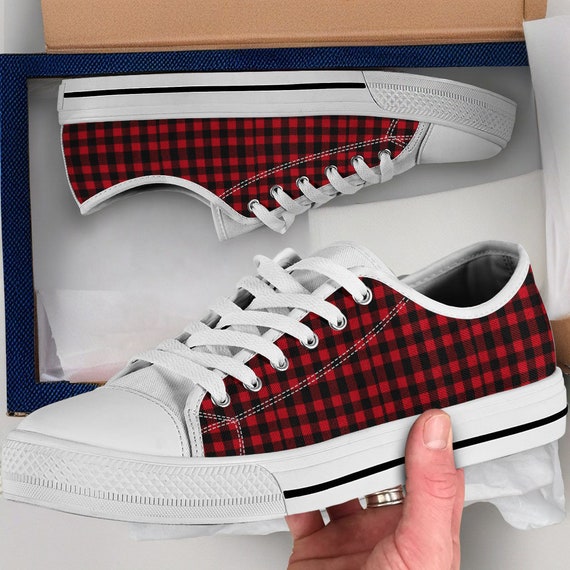 Trendy Red Plaid Sneakers Casual Checkered Shoes Stylish Lace up Trainers Comfortable Walk Shoes Men s Fashion Footwear Etsy