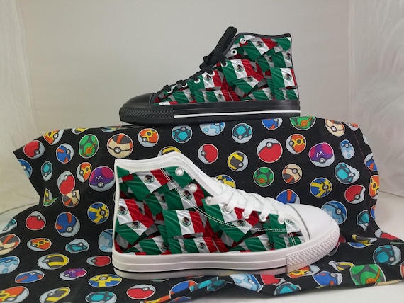 Mexico Flag Converse Style Canvas Sneakers, Mexico Converse Style