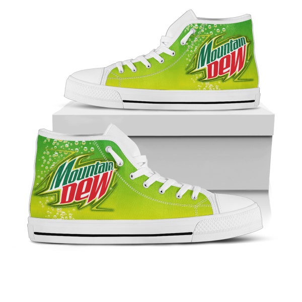 Mountain Dew Schuhe, Mountain Dew High Top Sneaker, Soda Pop Fan Converse Stil Hightop, kundenspezifischer Schuh, Mama Papa Kind Schuh