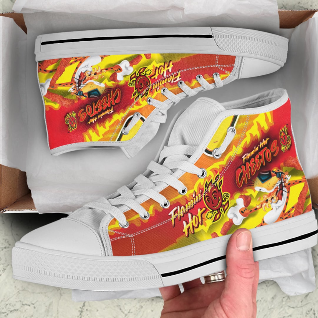 Hot Cheetos Shoes, Hot Cheetos High Top Sneaker, Junk Food Fan