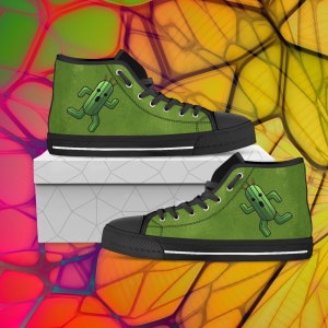 final fantasy high tops, final fantasy sneakers, Women's Men's Kid's Hi Tops, converse style, clothing, final fantasy 7 cactuar shoes cloths