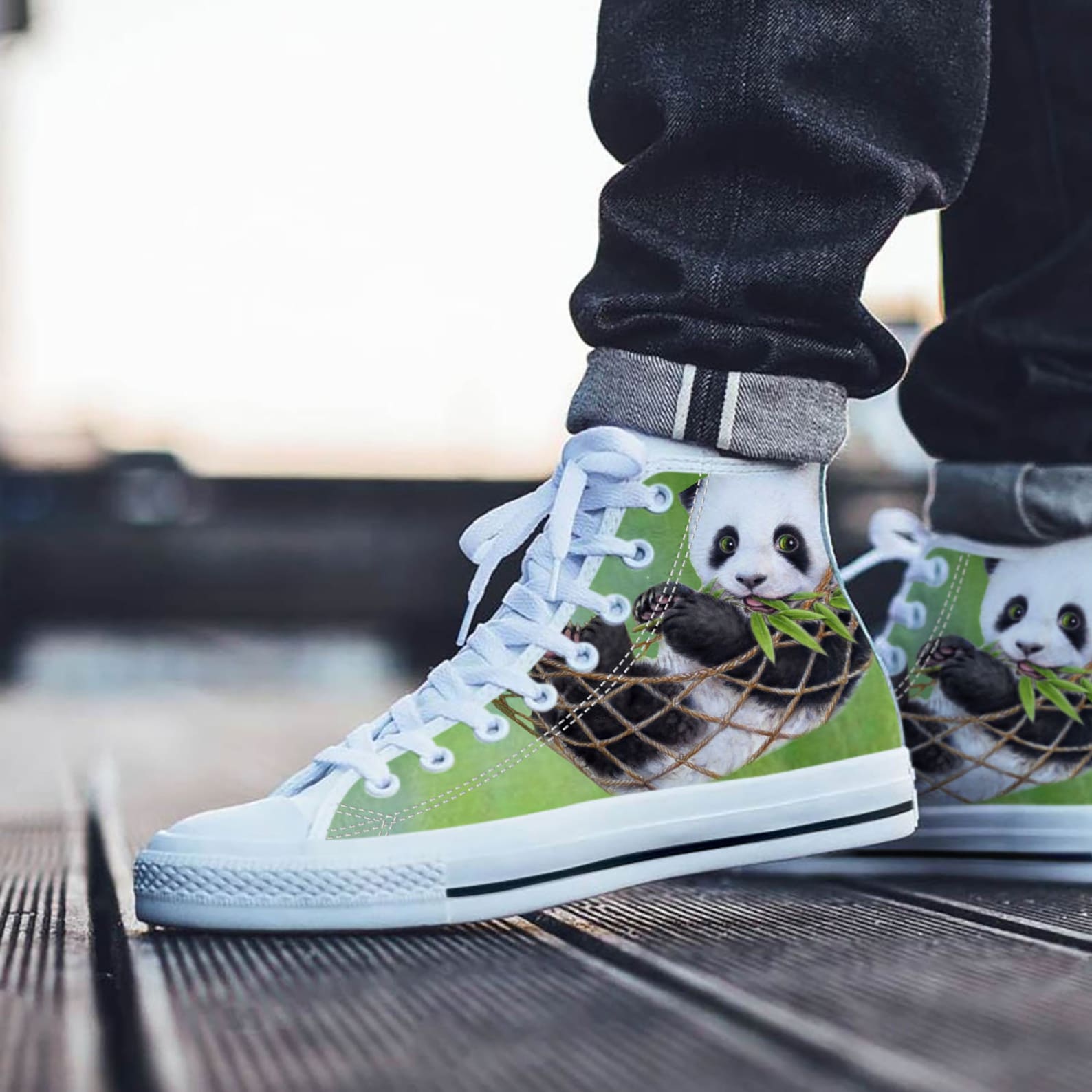 Panda Shoes Panda High Top Sneaker Animal Fan Converse Style Etsy