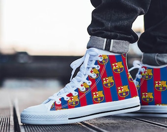 Oferta Dos grados Guarda la ropa Zapatos FC Barcelona FCB High Top Sneaker Footbal Soccer Fan - Etsy España