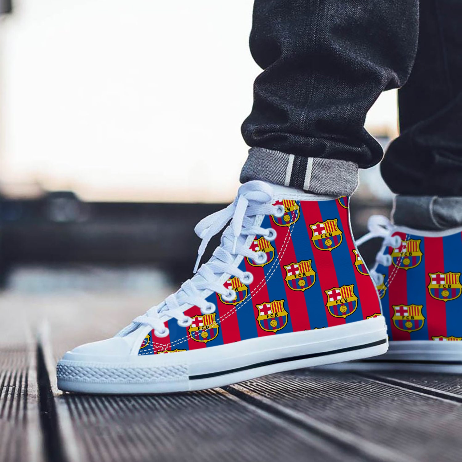 Barcelona Shoes FCB High Top Sneaker Footbal Soccer Fan - Etsy