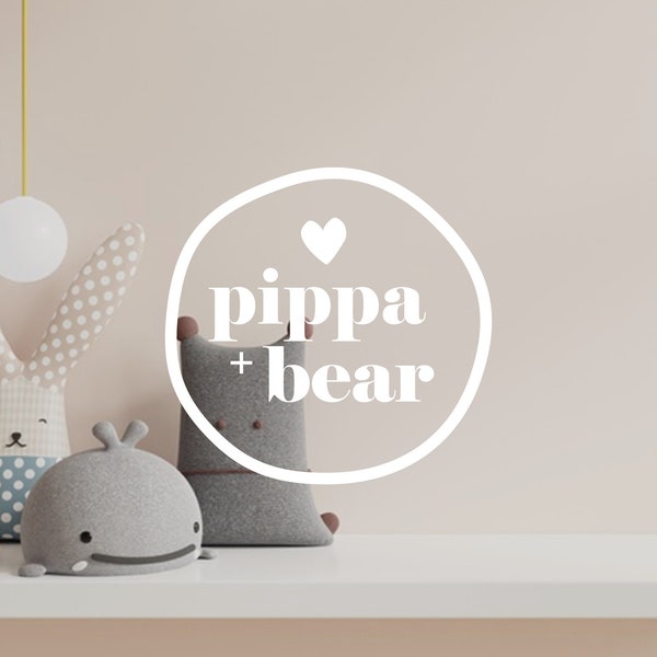 PIPPA | SET | minimal childrens logo, fun premade logo, kids clothing boutique business logo - logo kit - Editable diy logo - Bundle
