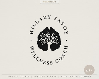 HILLARY | Mental health logo - premade diy logo  - Name business spa wellness life coach logo design - Get started now + edit yourself!