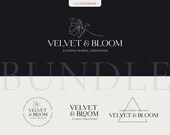 VELVET | Floral Beauty logo - Premade Botanical flower design, boutique florist business - Editable diy logo design - FULL SET