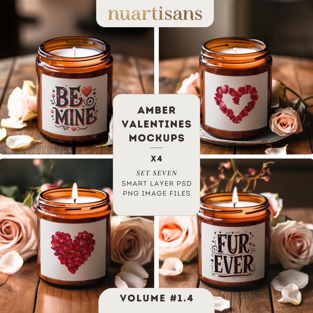 Valentines Amber Candle Mockups, Psd Mockup Template, Mockup Bundle ...