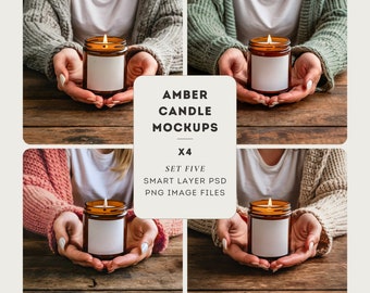 Amber candle mockup, boho mockup vibes, mock up bundle, boho, psd template - perfect for your pod store - Set#5