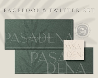 PASADENA | DIY Facebook Cover + Twitter banner template, Instand download social media graphics set - Ready for editing!